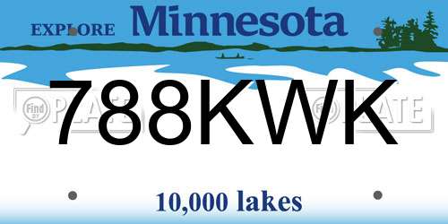 788KWK Minnesota License Plate