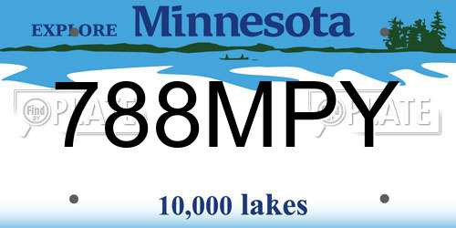 788MPY Minnesota License Plate