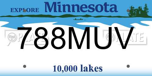 788MUV Minnesota License Plate