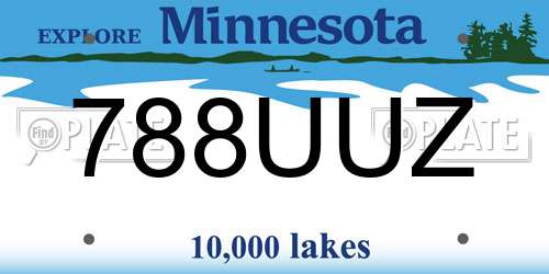 788UUZ Minnesota License Plate