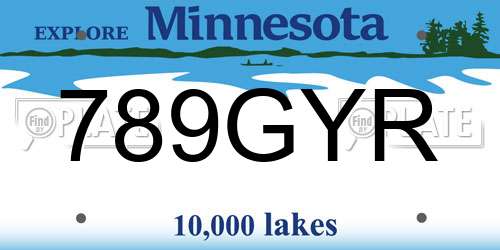 789GYR Minnesota License Plate