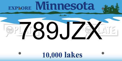 789JZX Minnesota License Plate