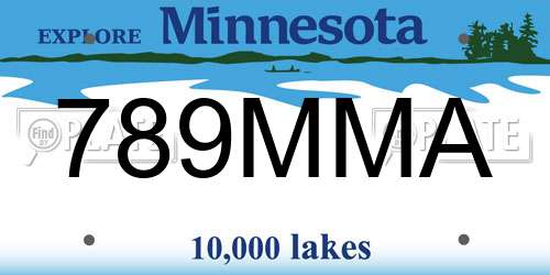 789MMA Minnesota License Plate