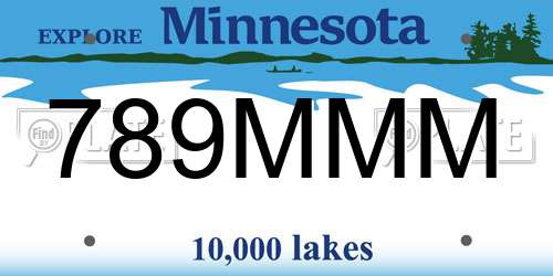 789MMM Minnesota License Plate