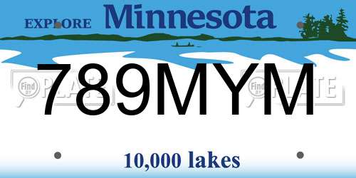 789MYM Minnesota License Plate