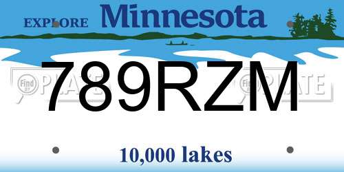 789RZM Minnesota License Plate