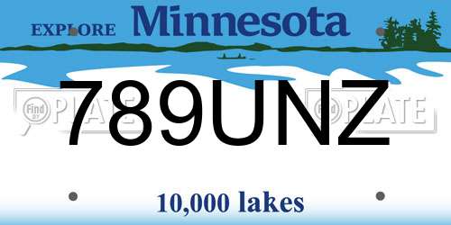 789UNZ Minnesota License Plate