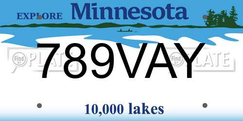 789VAY Minnesota License Plate
