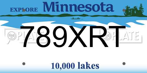 789XRT Minnesota License Plate