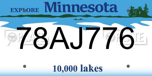 78AJ776 Minnesota License Plate