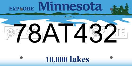 78AT432 Minnesota License Plate