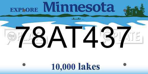 78AT437 Minnesota License Plate