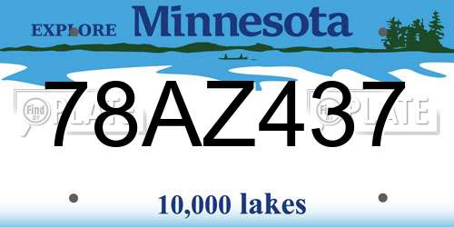 78AZ437 Minnesota License Plate