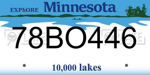 78BO446 Minnesota License Plate