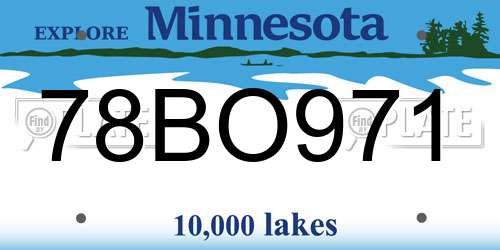 78BO971 Minnesota License Plate