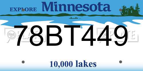78BT449 Minnesota License Plate