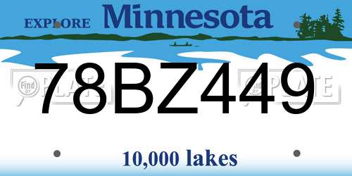 78BZ449 Minnesota License Plate