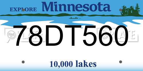 78DT560 Minnesota License Plate