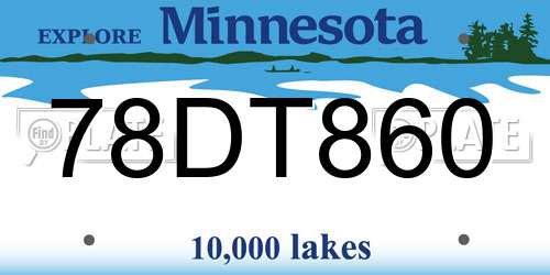 78DT860 Minnesota License Plate