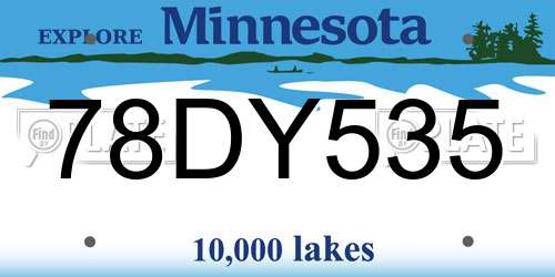 78DY535 Minnesota License Plate