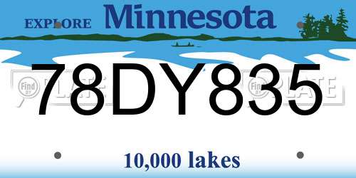 78DY835 Minnesota License Plate