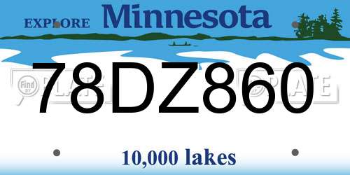 78DZ860 Minnesota License Plate