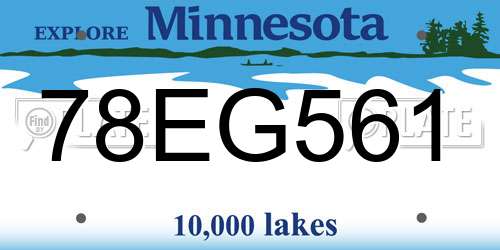 78EG561 Minnesota License Plate