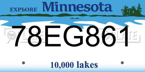 78EG861 Minnesota License Plate