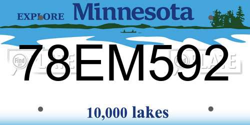 78EM592 Minnesota License Plate