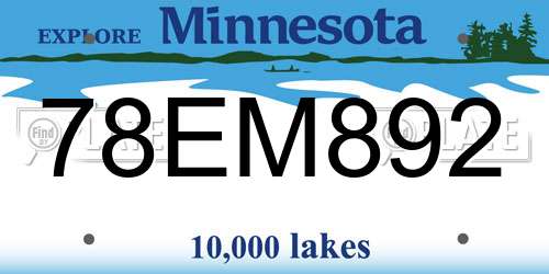 78EM892 Minnesota License Plate