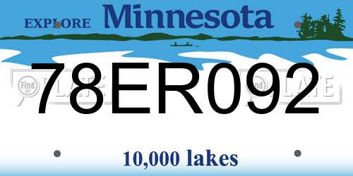 78ER092 Minnesota License Plate