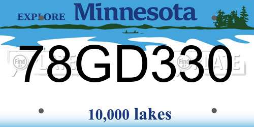 78GD330 Minnesota License Plate
