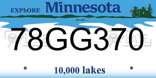 78GG370 Minnesota License Plate