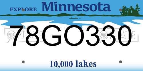 78GO330 Minnesota License Plate