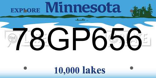 78GP656 Minnesota License Plate
