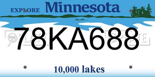 78KA688 Minnesota License Plate
