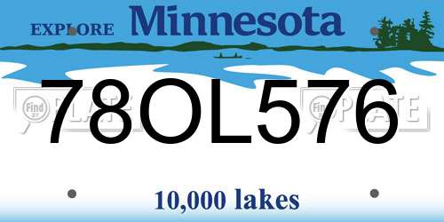 78OL576 Minnesota License Plate