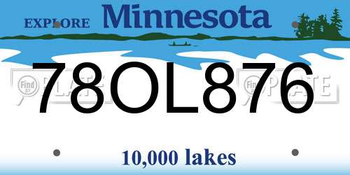 78OL876 Minnesota License Plate