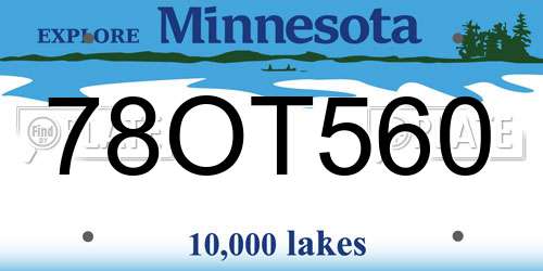78OT560 Minnesota License Plate