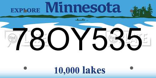 78OY535 Minnesota License Plate
