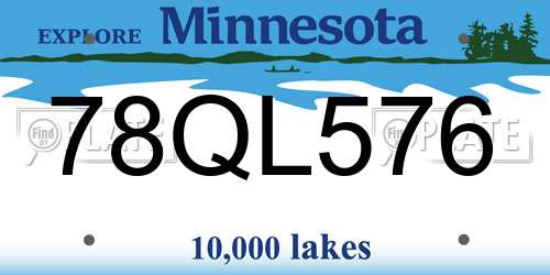 78QL576 Minnesota License Plate