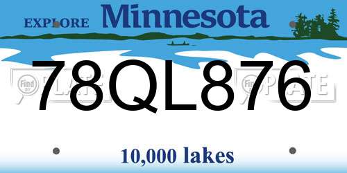 78QL876 Minnesota License Plate