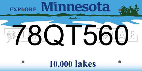 78QT560 Minnesota License Plate