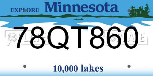 78QT860 Minnesota License Plate