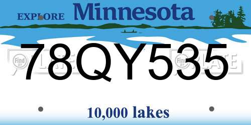 78QY535 Minnesota License Plate