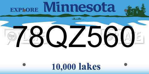78QZ560 Minnesota License Plate