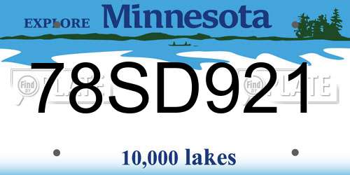 78SD921 Minnesota License Plate