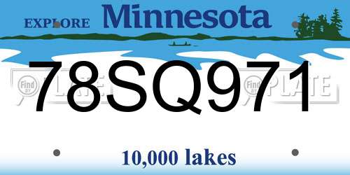 78SQ971 Minnesota License Plate