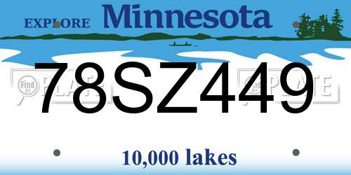 78SZ449 Minnesota License Plate