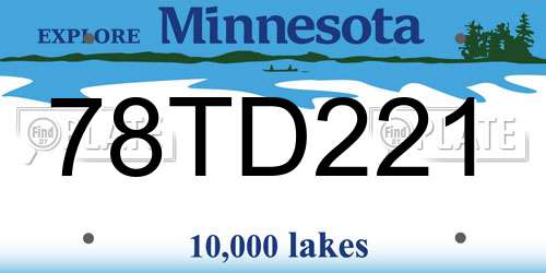 78TD221 Minnesota License Plate
